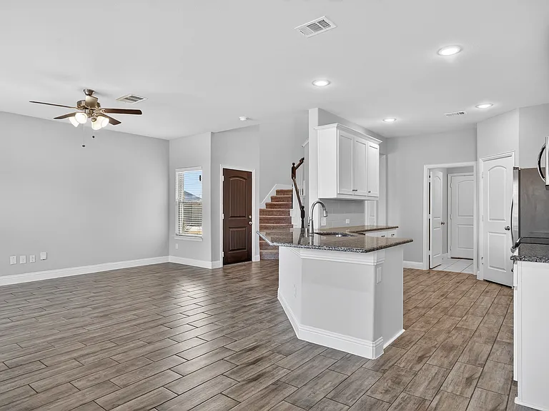 Kitchen and Great Room from Dining Area View