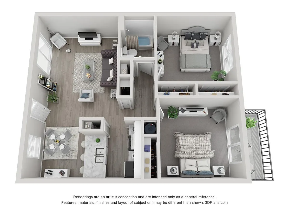 Floor plan Two Bedroom, One Bathroom