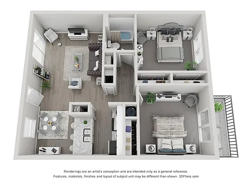 Floor plan Two Bedroom, One Bathroom