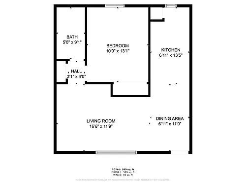 Floor plan Chase 1 bedroom