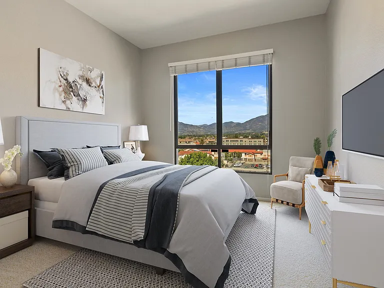 Spacious bedrooms can accommodate any bed size