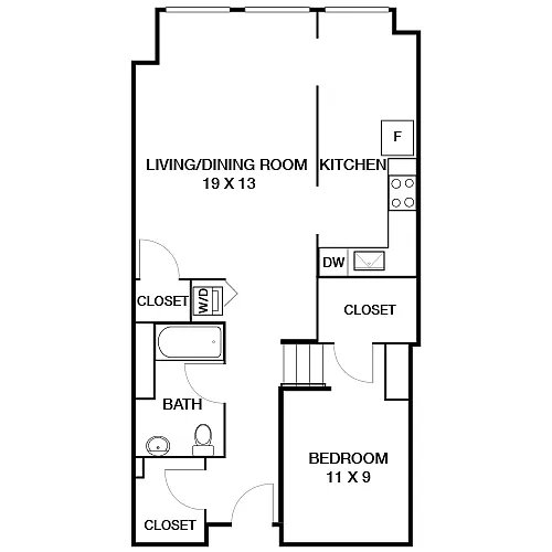 Floor plan Monarch Jr. 1-Bed