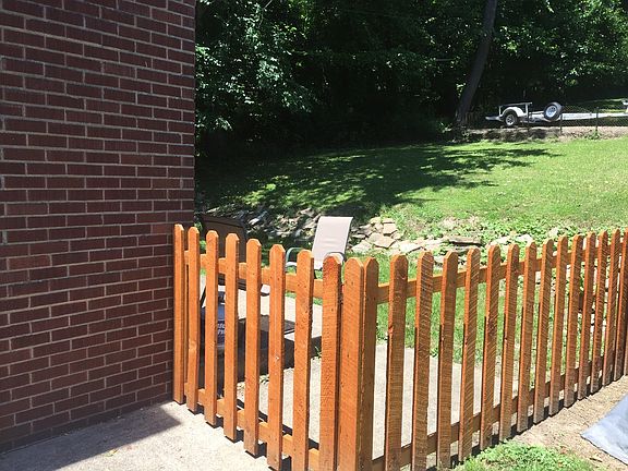 Back yard fenced in with gates on both sides of house