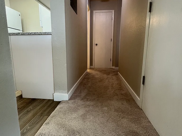 Hallway from living room to bedrooms- 2 storage closets