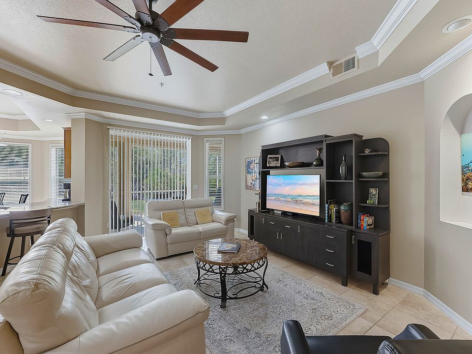 Comfy leather furniture in great room