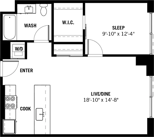 Floor plan One Bed 14