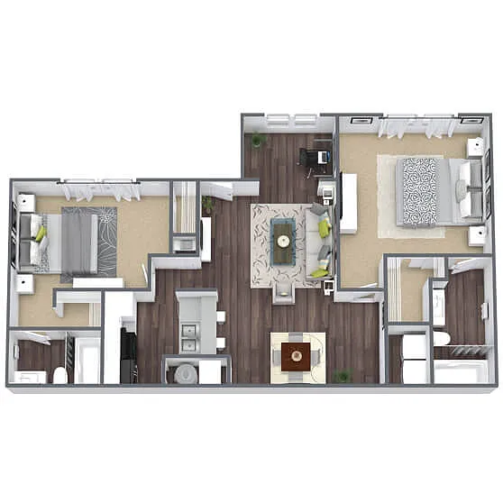 Floor plan B2: 2 Bed 2 Bath