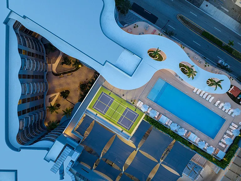 Rooftop Pool and Pickleball Court