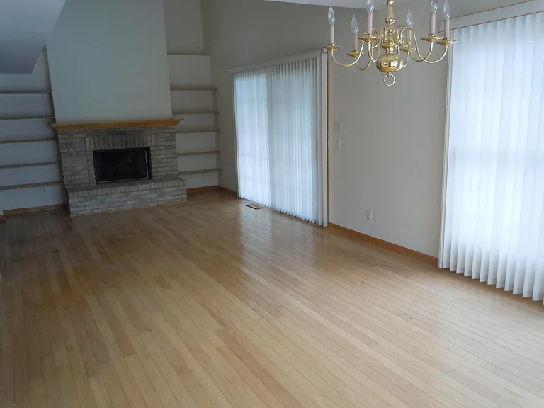 Living room & dining room with fireplace