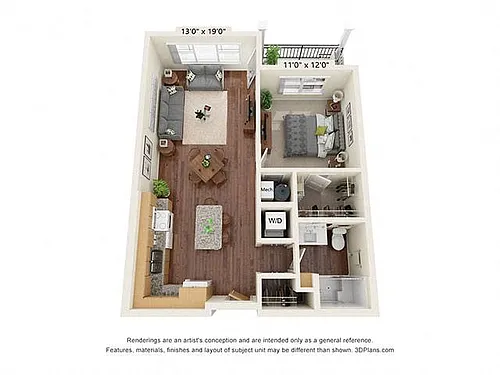 Floor plan One Bedroom - A1