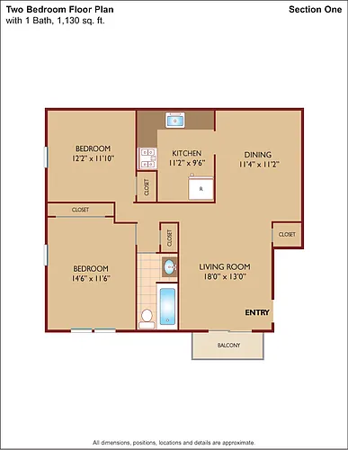 Floor plan $1.66/sq.ft. - Two Bedroom