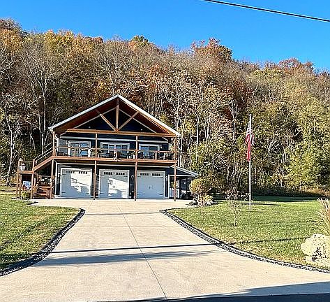 Tall garage doors for boat.