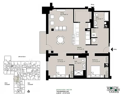 Floor plan 2 Bedrooms, 2 Bathrooms