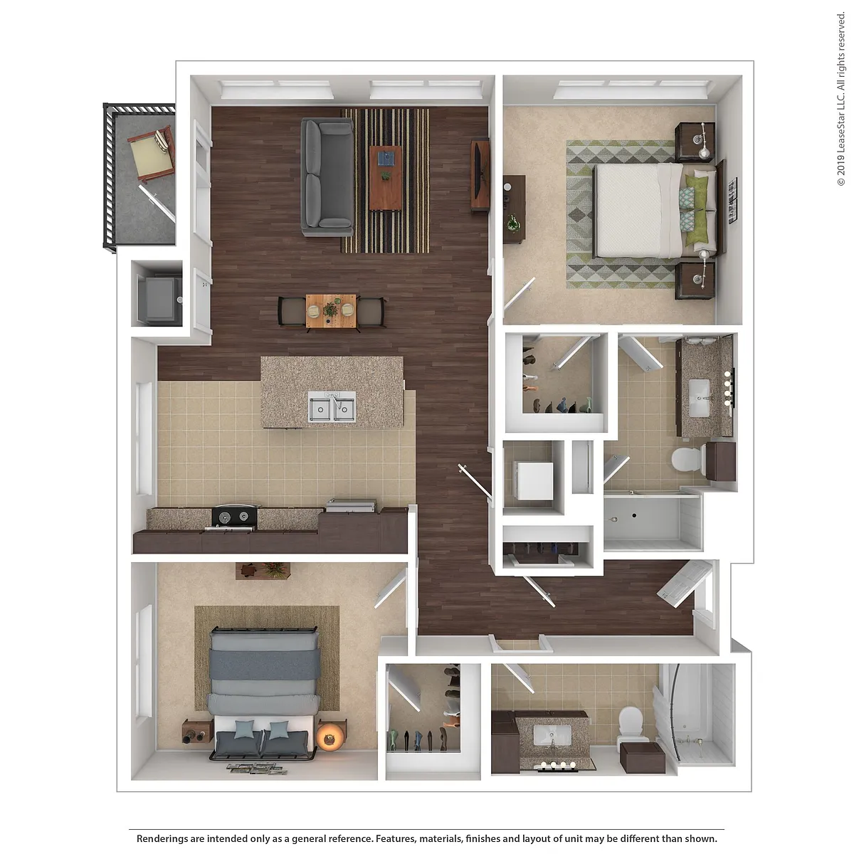 Floor plan 2 Bedroom - C1 - L