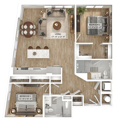 Floor plan 2 Bed/2 Bath-B7