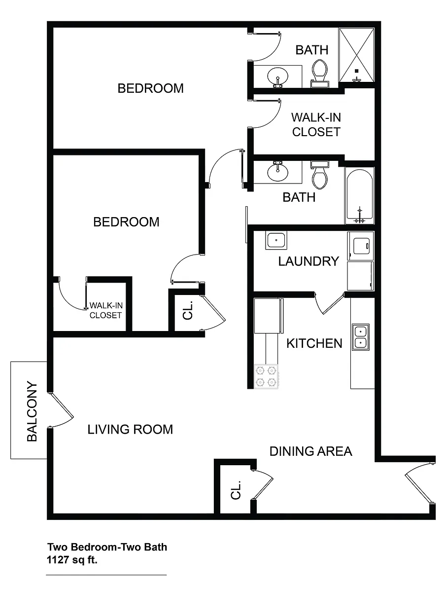Floor plan 2 Bed 2 Bath