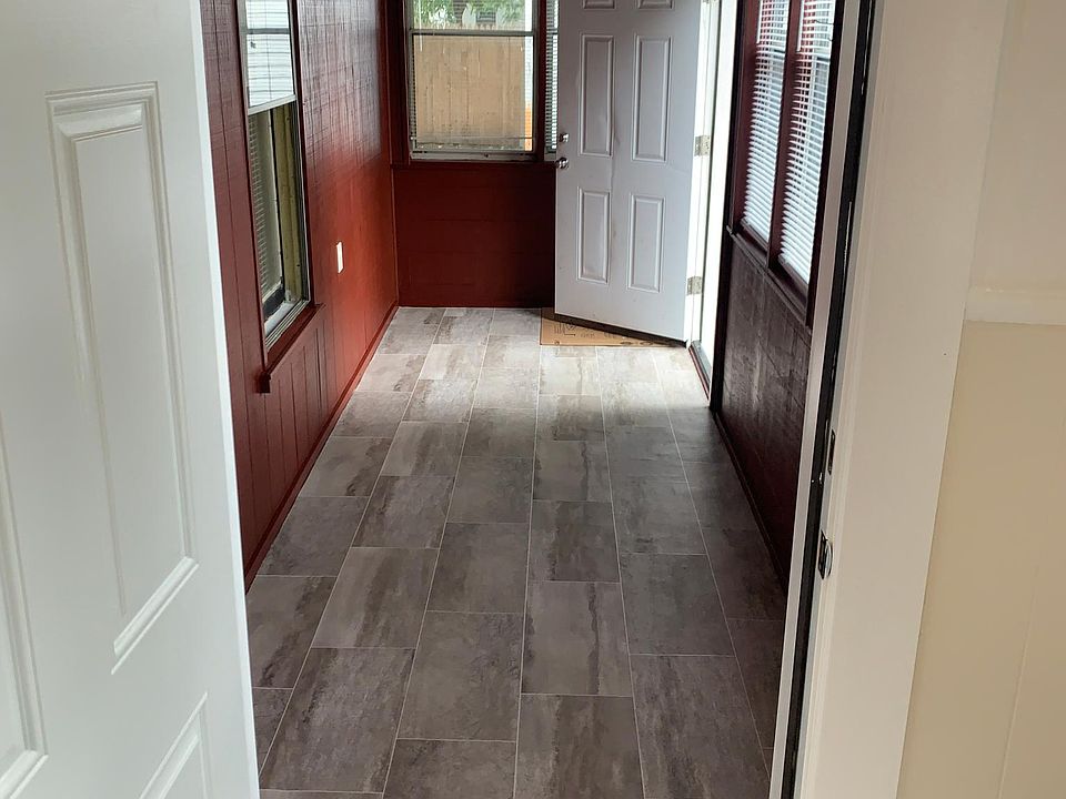 View of porch from kitchen entry door