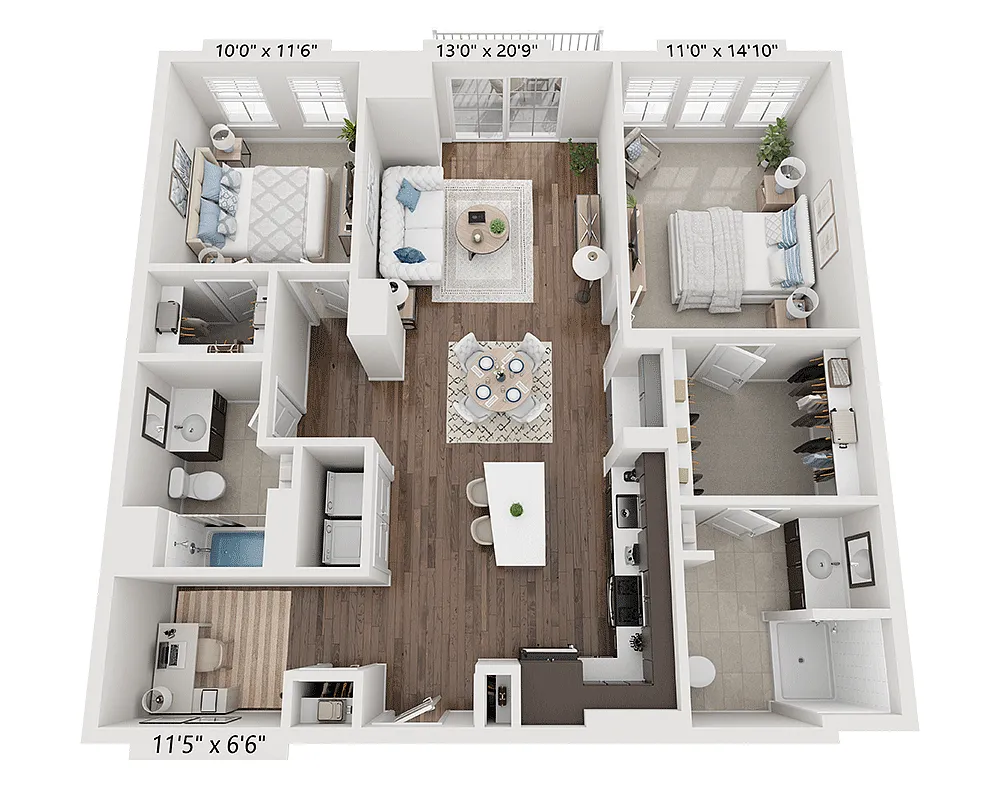 Floor plan Two Bedroom B2C