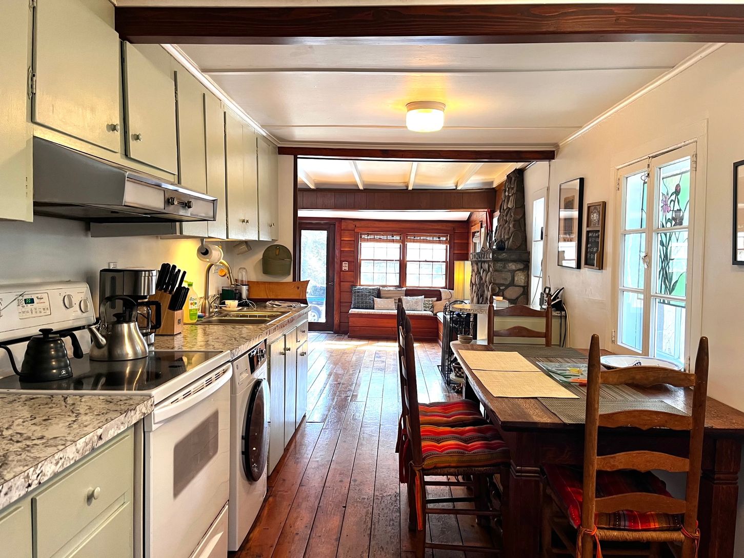 Kitchen looking towards the front part of cottage