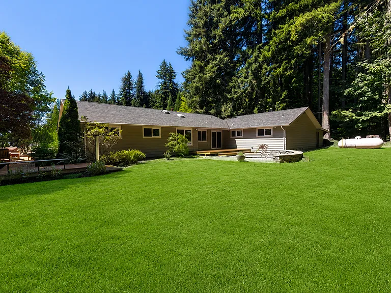 Back of home with patio firepit