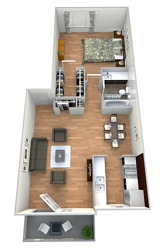 Floor plan Wagon Wheel - 1 Bedroom 1 Bath