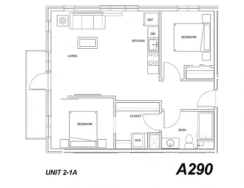 Floor plan Two Bed One Bath