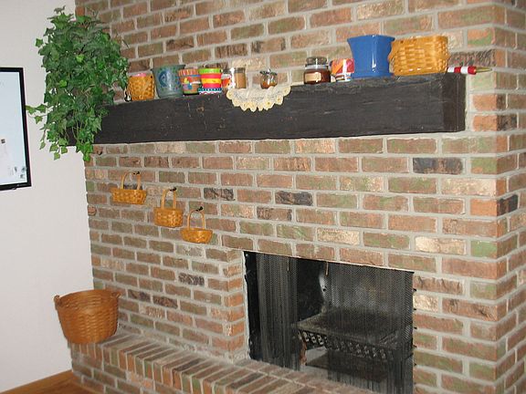 brick fireplace kitchen