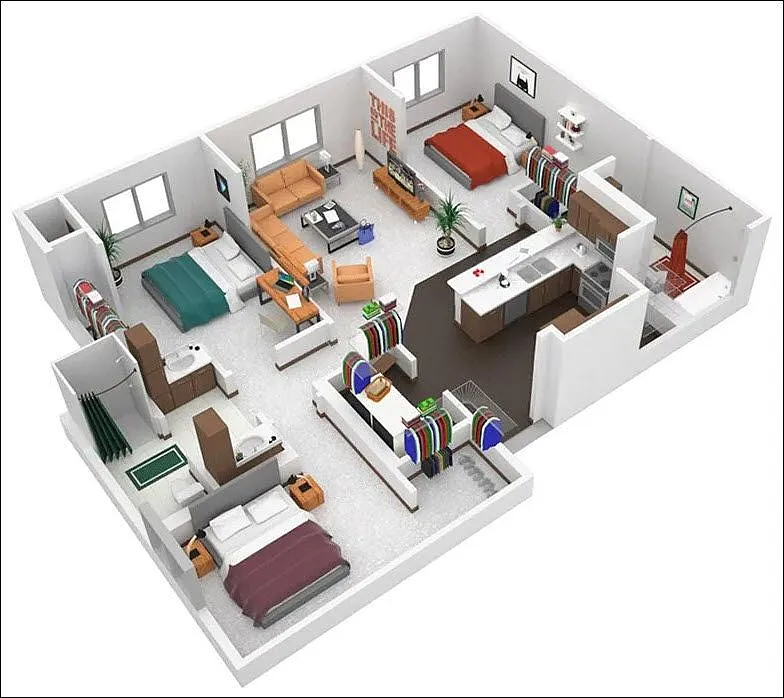 Floor plan Three Bedroom B