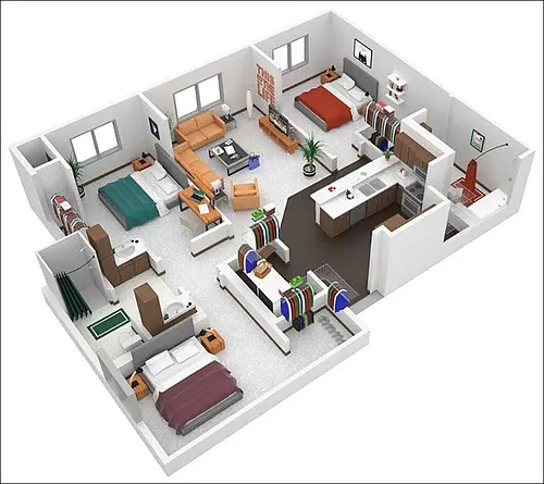 Floor plan Three Bedroom B