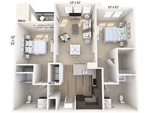 Floor plan B6-1HP-1096sq-Black