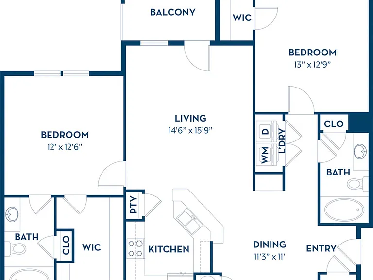 2 Bedroom | 2 Bath | 1186 SF 2 Bedroom | 2 Bath | 1186 SF