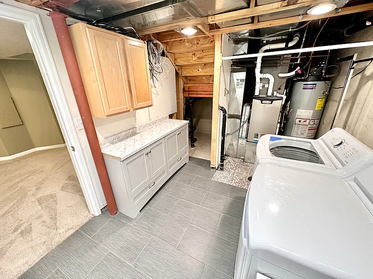Basement laundry room.