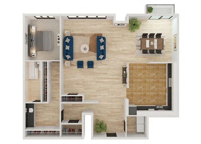 Floor plan 1 Bed 1 Bath A