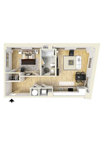 Floor plan 1 Bedroom Apartment
