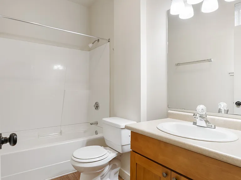 Studio bathroom with shower/tub combo!
