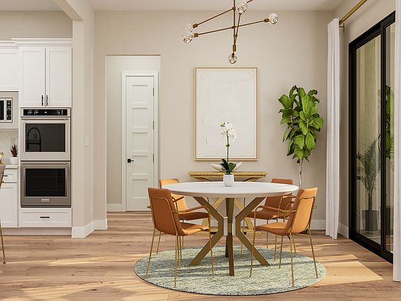 The dining room has lots of windows that let in great, natural light.