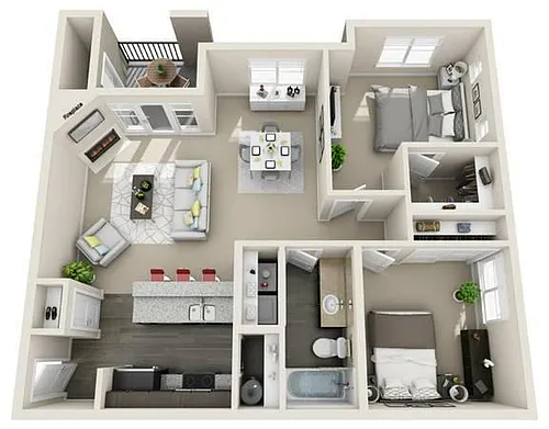 Floor plan 2 Bed 1 Bath B