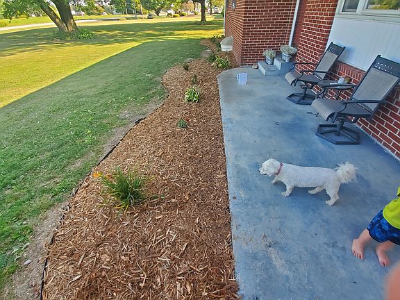 Front porch with landscaping
