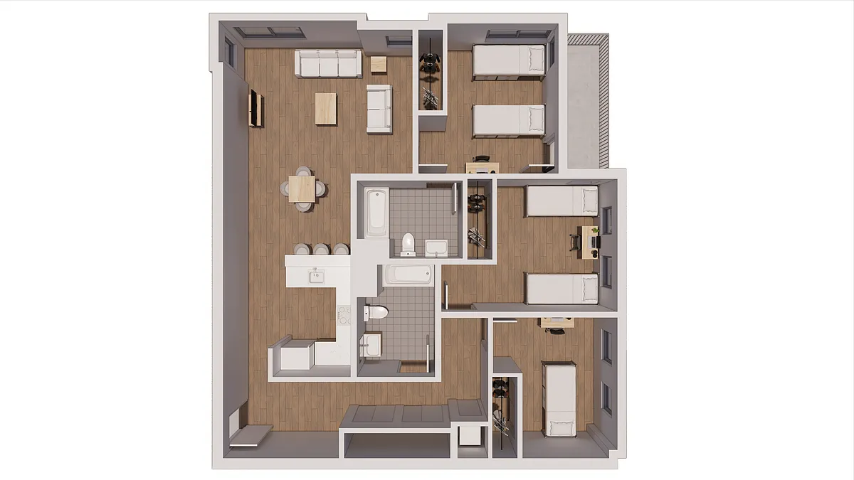 Floor plan C4 - Leased By The Bed