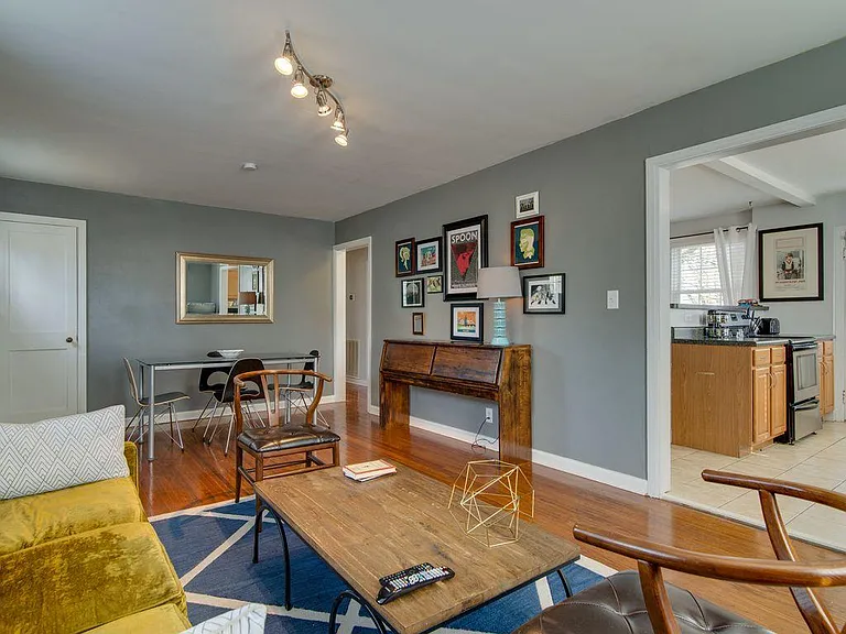 The living room opens up to the kitchen. Great for entertaining.