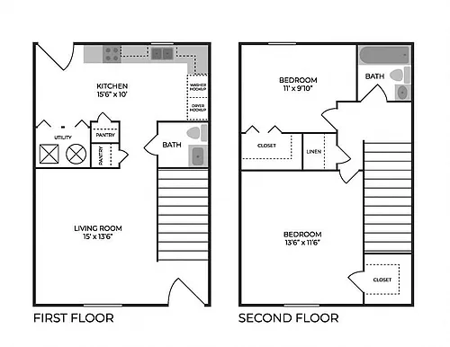 Floor plan 2 Bed Townhome Renovated