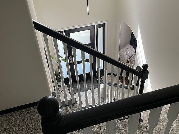 Looking down at front door