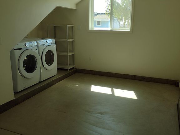 Laundry area in garage.
