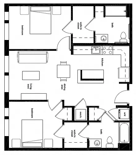Floor plan Two Bedroom- 2A