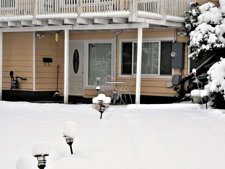 Welcome home entrance in the snow