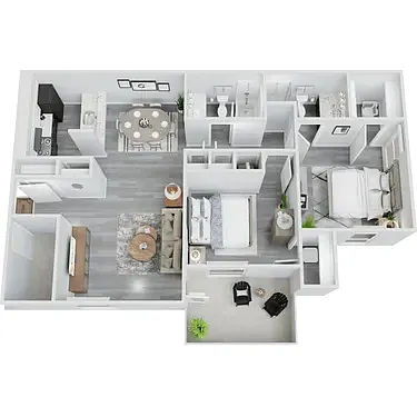Floor plan Two Bedroom Two Bath - B3