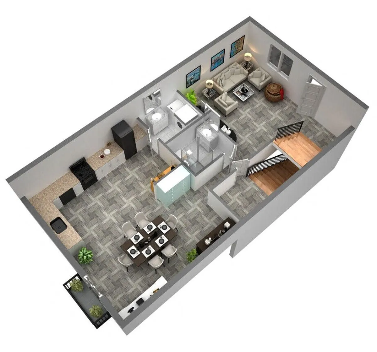Floor plan Penn Square Two Bedroom Townhome