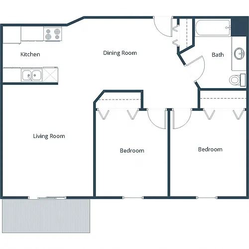 Floor plan Two Bedroom 21A