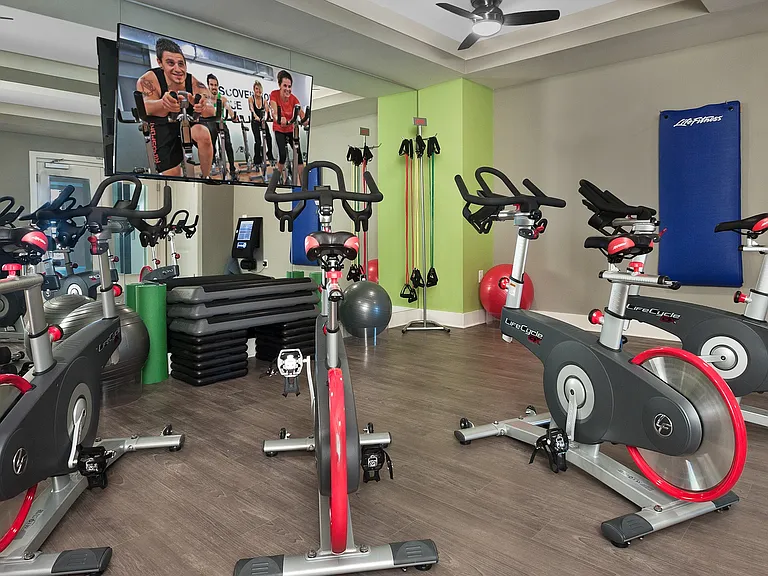 24/7 fitness club with cardio, free weights, machines and medicine balls