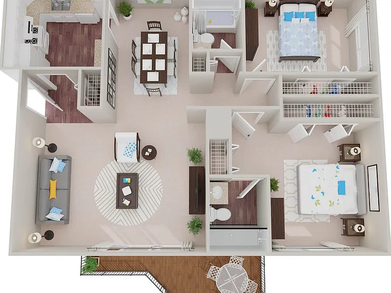 Two Bedroom Two Bathroom 1100 Sq. Ft.